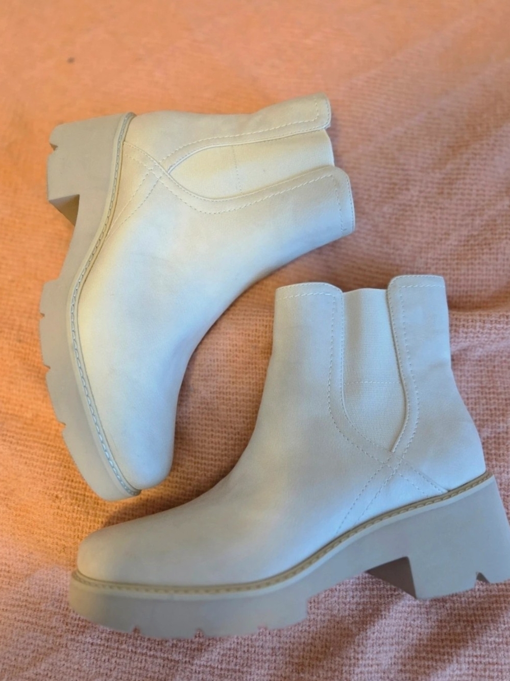 Naturalizer Cream Chunky Platform Ankle Boots Size 8.5